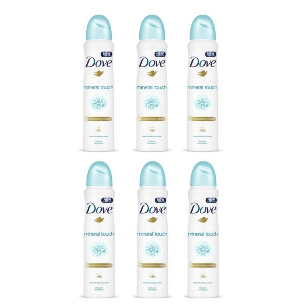 DOVE Mineral Touch Deodorant Infused With Dead Sea Minerals, 8.5 Fl Oz (250ml), Pack of 6