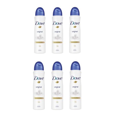 DOVE Original Aerosol AntiPerspirant Deodorant, 5.07 Oz (150ml) each, Pack of 6