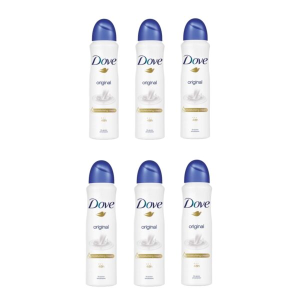 DOVE Original Aerosol AntiPerspirant Deodorant, 5.07 Oz (150ml) each, Pack of 6