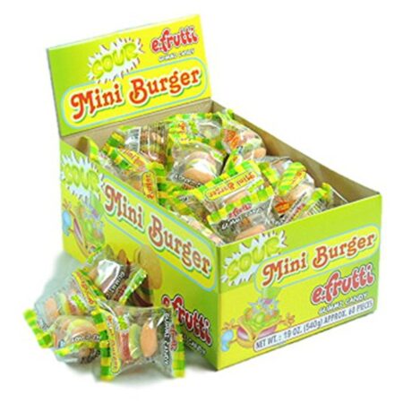 E.Frutti, Sour Mini Burger Gummi Candy, 0.31 oz, Pack of 60