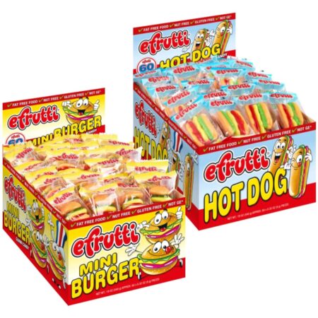 E Frutti Gummies Variety Pack, Mini Hamburger & Hot Dog, 2 Pack of of 60