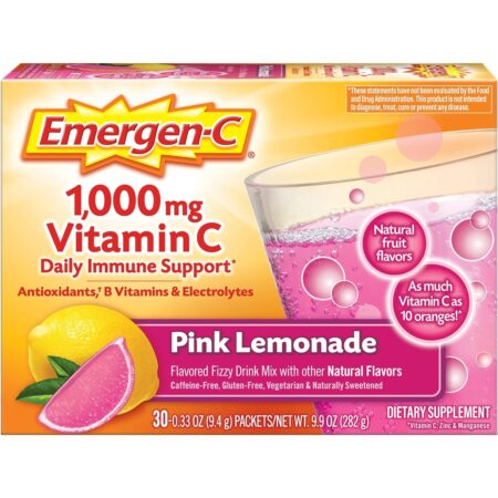 Emergen-C Vitamin C Pink Lemonade Flavored Drink Mix, 1 Pack of 30 Packets