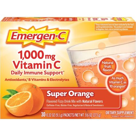 Emergen-C Vitamin C Super Orange Flavored Drink Mix, 1 Pack of 30 Packets