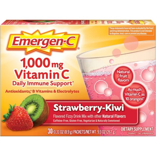 Emergen-C Vitamin C Strawberry Flavored Drink Mix 30 Packets, 0.33 oz (Pack of 1)