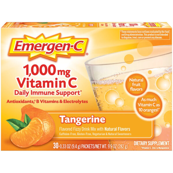 Emergen-C Vitamin C Tangerine Flavored Drink Mix, 1 Pack of 30 Packets