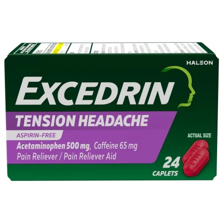 Excedrin Tension Headache Caplets, Aspirin Free, Pain Reliever, 1 Pack of 24 Caplets