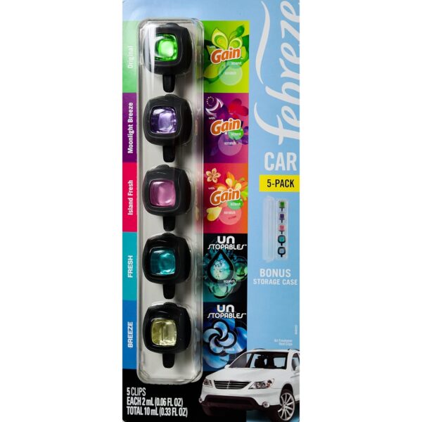 Febreze Variety Air Fresheners, 5 Car Vent Clips