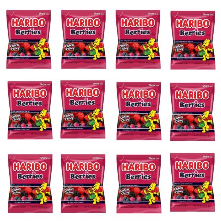 HARIBO Gummi Candy, Berries, 4 oz Bag, Pack of 12