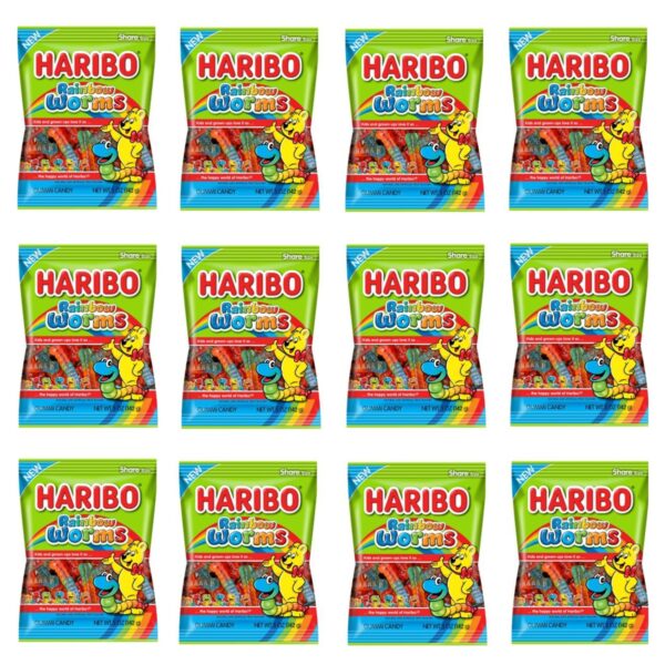 HARIBO Gummi Candy, Rainbow Warms, 5 oz Bag, Pack of 12