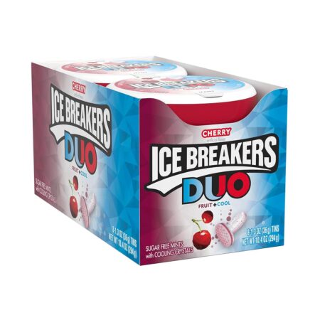 ICE BREAKERS Sugar Free Breath Mints, Duo Fruit Plus Cool Cherry, 1.3 oz each, 8 Count