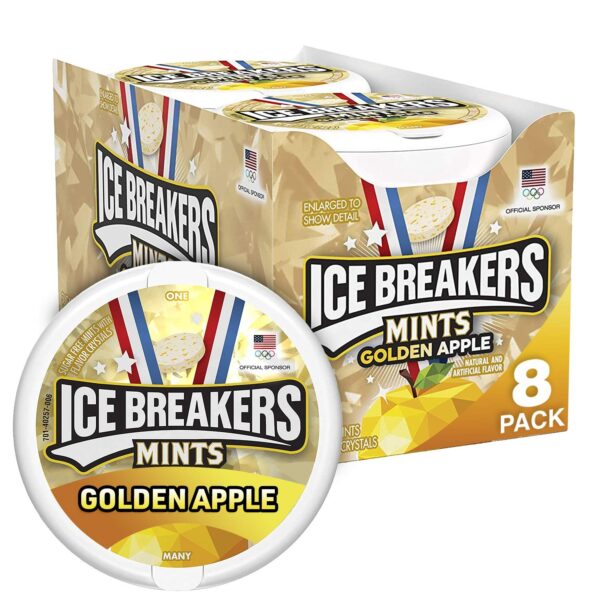 ICE BREAKERS Sugar Free Breath Mints, Golden Apple Flavor, 1.3 oz each, 8 Count