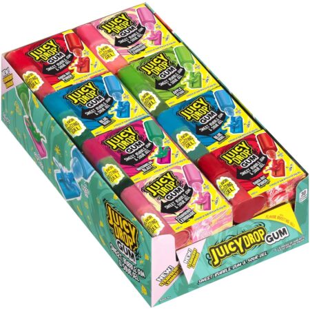 Juicy Drop Gum, Sweet Bubble Gum, 0.2 Oz each, Pack of 16