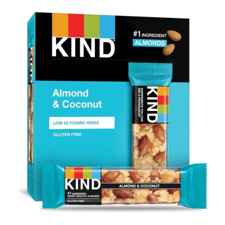 KIND Bars, Almond & Coconut, Healthy Snacks, 1.4 Oz each, Pack of 12