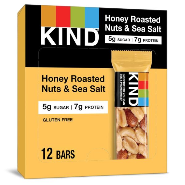 KIND Bars, Honey Roasted Nuts & Sea Salt, Healthy Snacks, Pack of 12