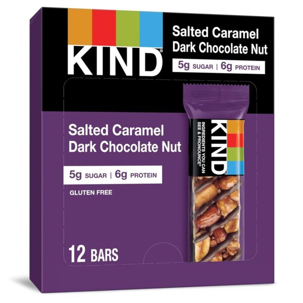 KIND Bars, Salted Caramel & Dark Chocolate Nut, Healthy Snacks, Pack of 12