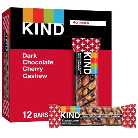 KIND Bars, Dark Chocolate Cherry Cashew, Healthy Snacks, Pack of 12