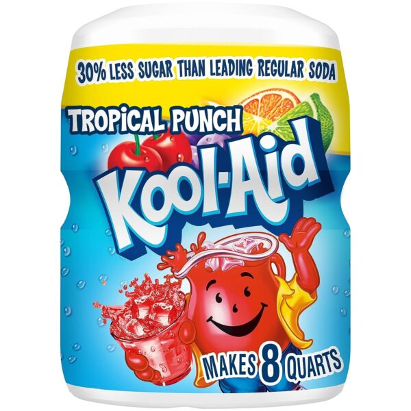 Kool-Aid Caffeine Free Sweetened Powdered Drink Mix, Tropical Punch Flavor, 19 oz Canister