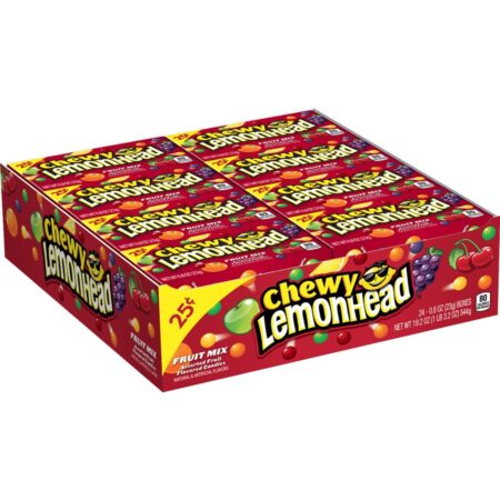 LEMONHEAD Chewy Candy, Fruit Mix Flavor, 0.8 Oz each, Pack of 24