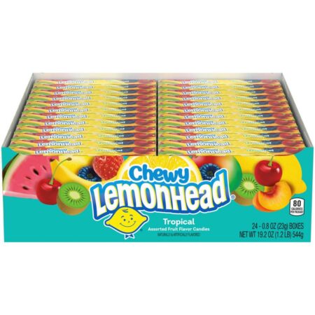 LEMONHEAD Chewy Candy, Tropical Flavor, 0.8 Oz each, Pack of 24