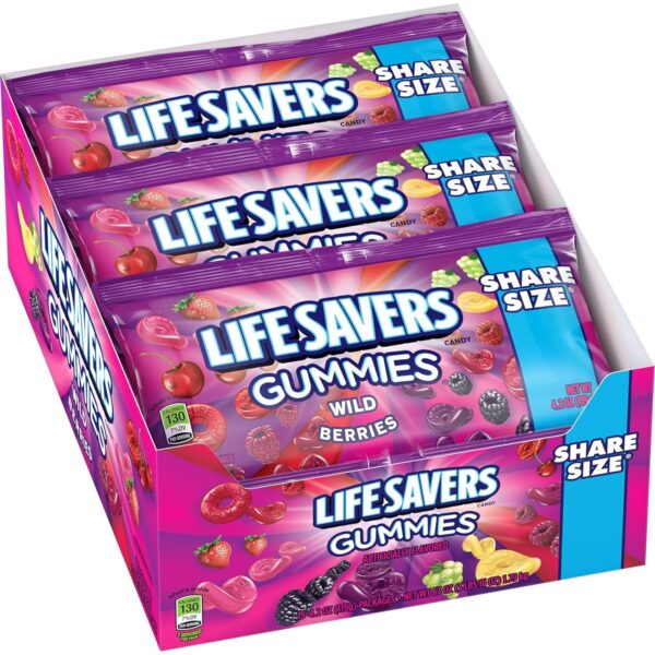 Lifesavers Gummies, Wild Berries, Share Size, 4.2 Oz each, Pack of 15