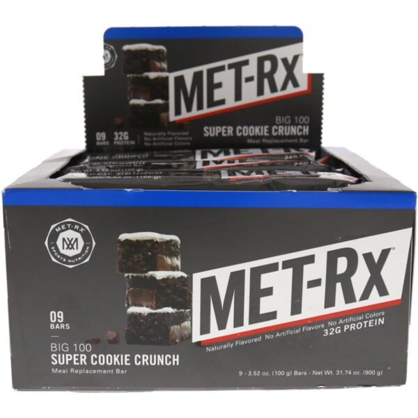 MET-Rx Big 100g Protein Bar, Cookie Crunch, 3.52 Oz each, 9 Count