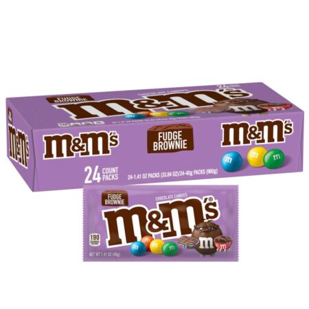 M&M'S Fudge Brownie Chocolate Candy, 1.41 oz each, Pack of 24