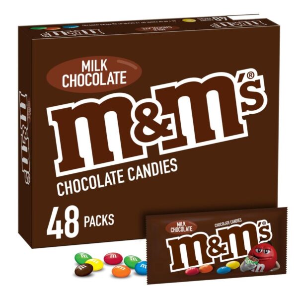 M&M Milk Chocolate Candy, 1.69 Oz each, Pack of 48