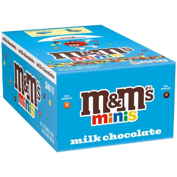 M&M'S Milk Chocolate MINIS Size Candy, 1.77 Oz Tubes, Pack of 24