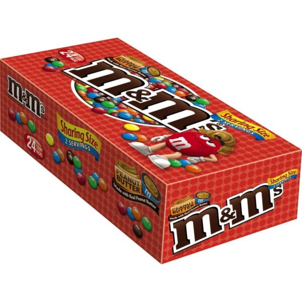 M&M'S Peanut Butter Chocolate Candy, Sharing Size, 2.83 Oz each, Pack of 24