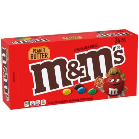 M&M'S Peanut Butter Chocolate Candy, 1.63 Oz each, Pack of 24