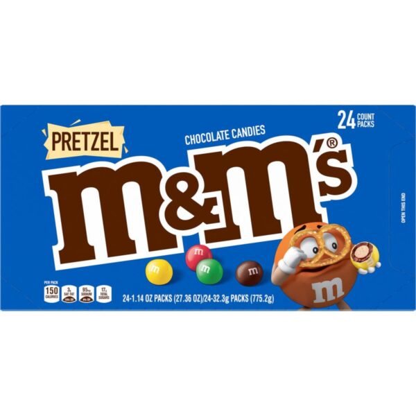 M&M'S Pretzel Milk Chocolate Candy, 1.14 oz each, Pack of 24