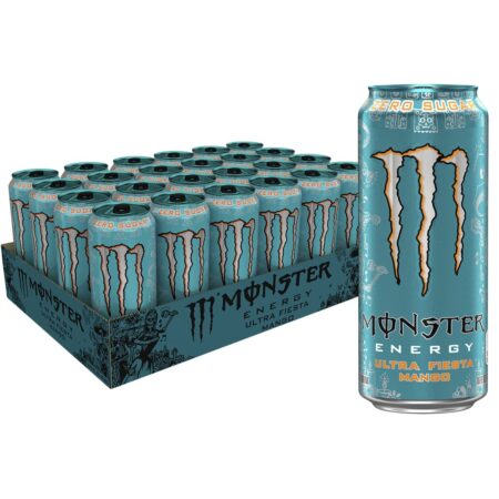 Monster Green Energy Can Drink, Blue, 16 Fl Oz each, 24 Count