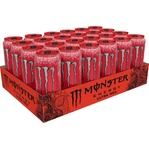 Monster Green Energy Can Drink, Red, 16 Fl Oz each, 24 Count