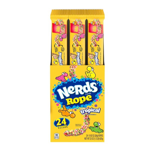 Nerds Rope Candy, Tropical Flavor, 0.92 Ounce Ropes, Pack of 24