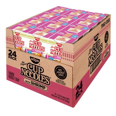 Nissin Cup Noodles with Shrimp, 2.5 oz each Cup, Pack of 24