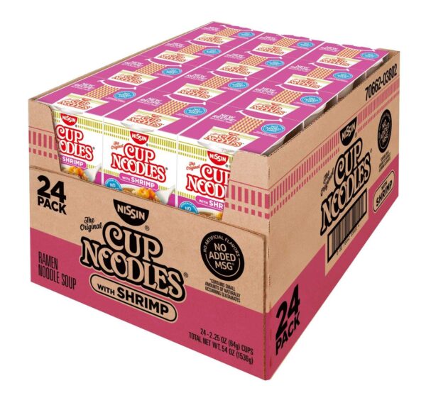 Nissin Cup Noodles with Shrimp, 2.5 oz each Cup, Pack of 24