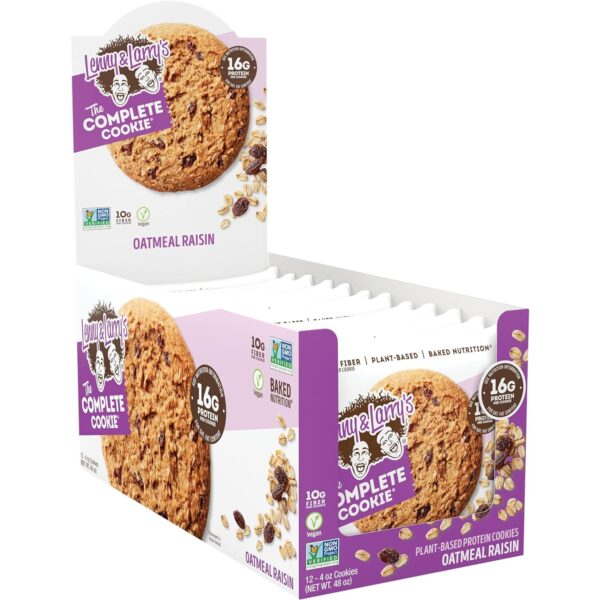 Lenny & Larry's Plant-Based Protein Cookies, Oatmeal Raisin, 4 Oz each, Pack of 12