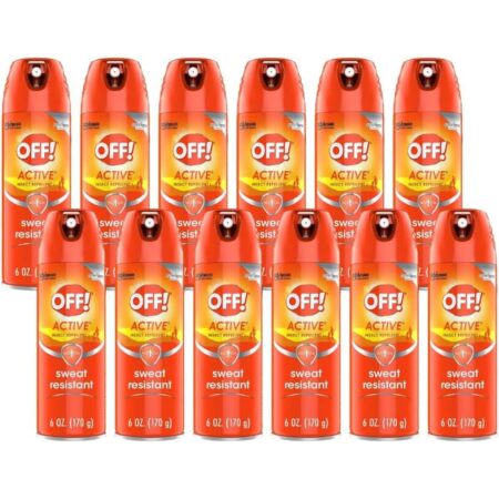 OFF! Active Insect Repellent, Sweat Resistant, Repells Mosquitoes, 6 oz each, Pack of 12