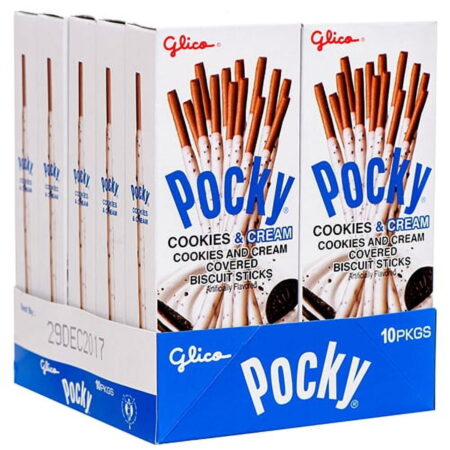 Pocky Cookie & Cream Covered Biscuit Sticks, 1.41 Oz each, Pack of 10