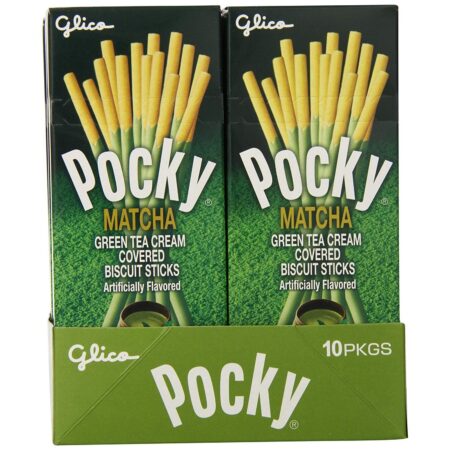 Pocky Matcha Green Tea Cream Covered Biscuit Sticks, 1.41 Oz each, Pack of 10