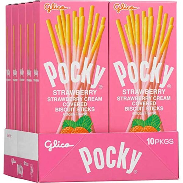 Pocky Strawberry Cream Covered Biscuit Sticks, 1.41 Oz each, Pack of 10