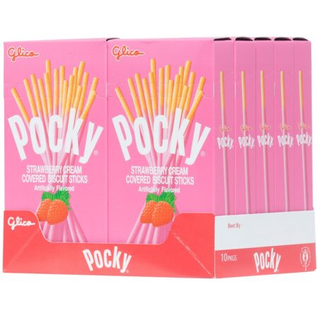 Pocky Biscuit Stick, Strawberry Flavor, 2.47 Oz each, Pack of 10