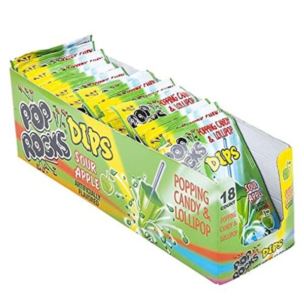 Pop Rocks Dips, Sour Apple, 0.63 oz each, Pack of 18 Count