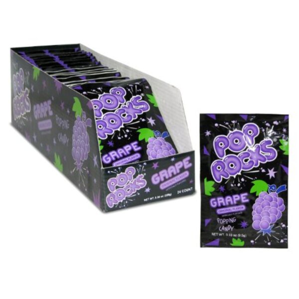 POP ROCKS Popping Candy, Grape, 0.33Oz each, 24 Count