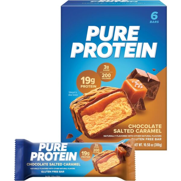 Pure Protein Bars, High Protein, Chocolate Salted Caramel, 1.76oz each, 1 Pack of 6 Count