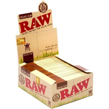 Raw King Size Slim Organic Hemp Rolling Papers Full Box of 50 Packs, 5.9 Oz