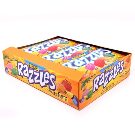 Razzles Tropical Flavor Candy/Gum, 1.4 Oz each, Pack of 24