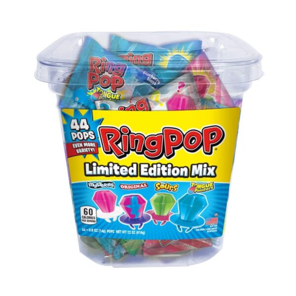 Ring Pop Hard Candy Pops, Variety Pack, 0.5 Oz each Pop, 1 Pack of 44 Count