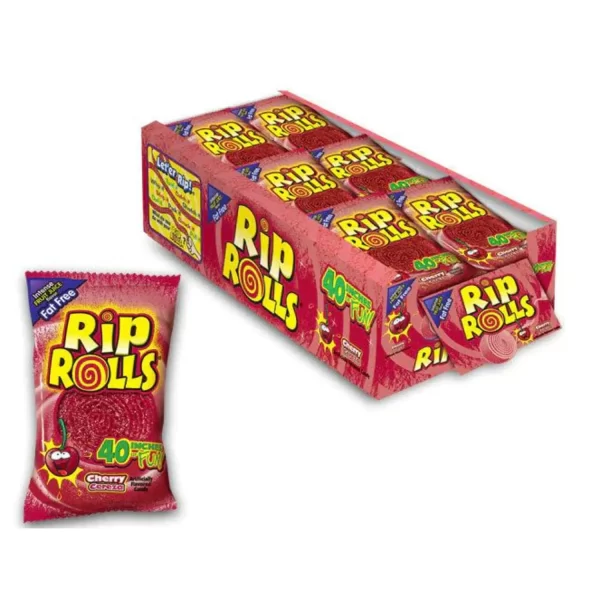 RIP ROLLS, Cherry Flavor, 1.4 Oz each, 1 Pack of 24