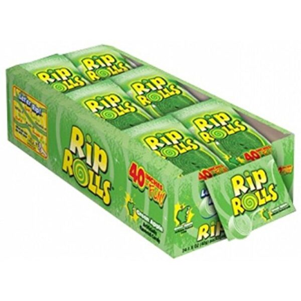 RIP ROLLS, Green Apple Flavor, 1.4 Oz each, 1 Pack of 24